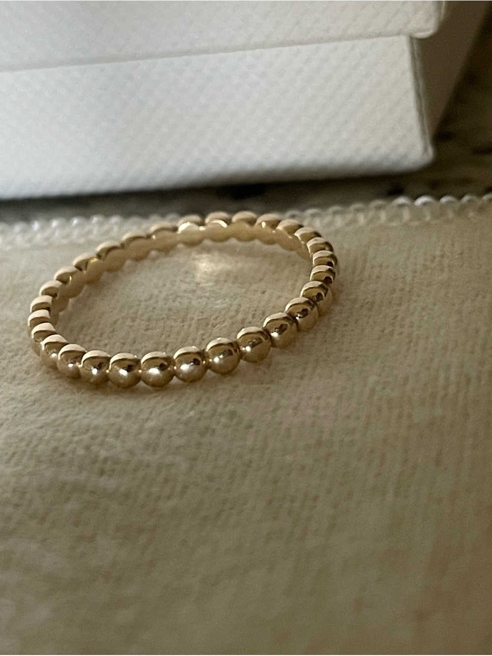 Solid 14k Yellow Gold 2mm Beaded Ring, Kassidy - Picture 8 of 12